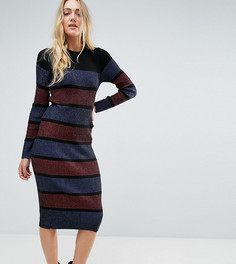 Вязаное платье миди в полоску ASOS TALL - Мульти