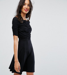 Чайное платье мини со сборками ASOS TALL - Черный