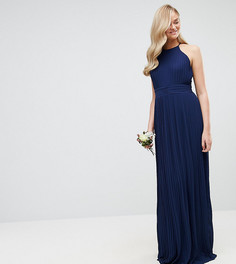 Плиссированное платье макси с высоким воротом TFNC Tall WEDDING - Темно-синий