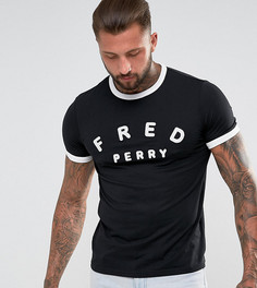 Черная футболка с круглым вырезом и вышивкой Fred Perry - Черный
