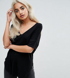 Оверсайз-футболка в рубчик ASOS PETITE - Черный