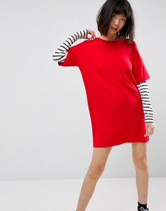 Платье-футболка с полосками на рукавах ASOS - Мульти