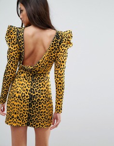Платье мини с леопардовым принтом и открытой спиной ASOS - Мульти