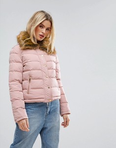 Дутая куртка с воротником из искусственного меха Parisian - Розовый