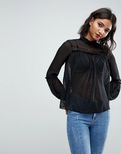 Свободная блузка с высоким воротником ASOS - Черный