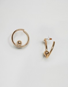 Витые серьги-кольца с шариками ASOS - Золотой