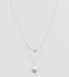 Серебряное многорядное ожерелье с камнем ASOS - Серебряный