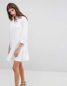 Платье-рубашка мини с баской ASOS - Белый