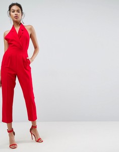 Комбинезон-халтер с лацканами и широкими брюками ASOS Tailored - Красный