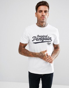 Белая футболка классического кроя с вышитым логотипом Original Penguin - Белый
