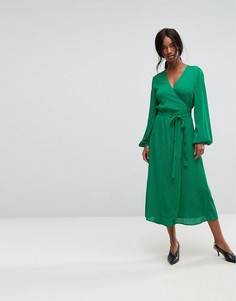 Платье с запахом и поясом Gestuz - Зеленый
