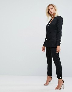 Брюки с завышенной талией и пуговицами Fashion Union - Черный