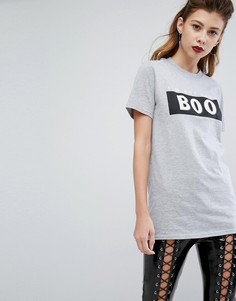 Футболка с надписью Boohoo - Серый