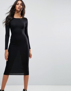Платье миди с длинными рукавами Boohoo - Черный
