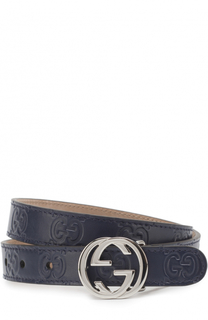 Кожаный ремень с металлической пряжкой Gucci