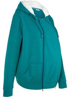 Мода для беременных: триктажная куртка с защитной вставкой для малыша (бирюзовый меланж) Bonprix