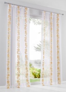 Гардина Лист (1 шт.), гофрированная тесьма (белый/золотистый) Bonprix