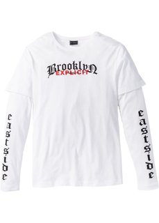 Футболка 2 в 1 Regular Fit с длинным рукавом (белый) Bonprix