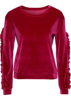 Бархатная футболка (красный) Bonprix