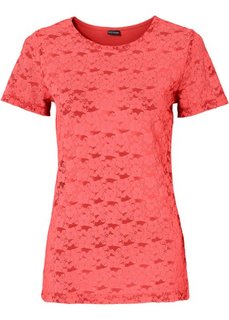 Кружевная футболка (омаровый) Bonprix