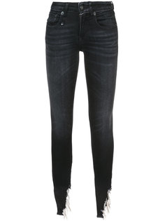 ripped hem skinny jeans R13