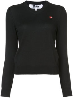 heart patch V-neck jumper Comme Des Garçons Play