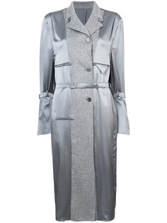RECONSTRUCTED OVERCOAT LINING DRESS IN GREY SILK CHARMEUSE Thom Browne