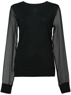 fitted top with sheer sleeves Sally Lapointe