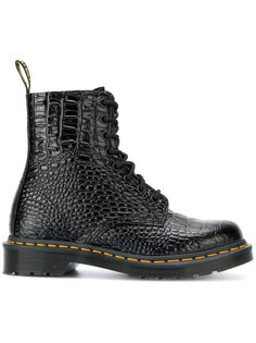 croc-effect combat boots Dr. Martens