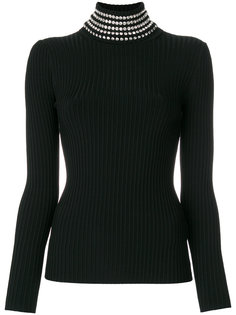 rib knit sweater with gem embellished neck Alexander Wang