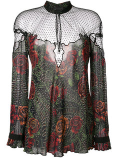 прозрачная блузка с цветочным принтом Just Cavalli