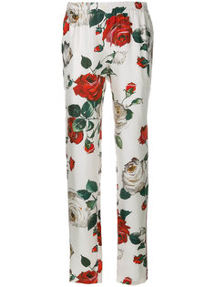 брюки с принтом роз  Dolce &amp; Gabbana