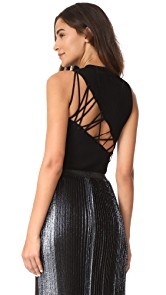 Cushnie Et Ochs Thong Bodysuit with Back Lacing