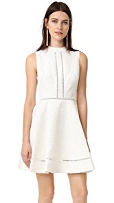 Cynthia Rowley Textured Jacquard Fit and Flare Mock Neck Dress