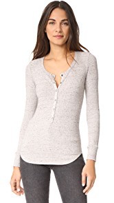 David Lerner Snap Front Henley Top
