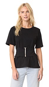 MONROW Black Zip Up Corset Tee