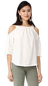 Madewell Cold Shoulder Top With Tie Sleeves