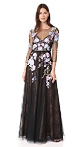 Marchesa Notte Embroidered Tulle Gown