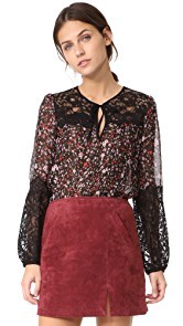 Rebecca Taylor Long Sleeve Lyra Lace Top