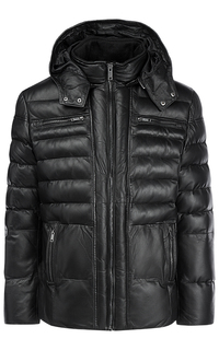 Зимняя кожаная куртка на искусственном пуху Urban Fashion for men