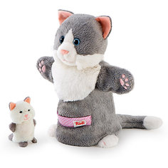 Мягкая игрушка на руку Кошка с котенком, 28 см, Trudi