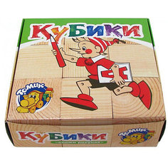 Деревянные кубики Томик "Герои сказок", 9 шт