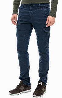 Синие хлопковые брюки с карманами Tom Tailor Denim