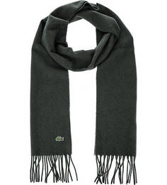 Шарф из шерсти и кашемира цвета хаки Lacoste