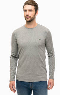 Серая хлопковая футболка с длинными рукавами Lacoste