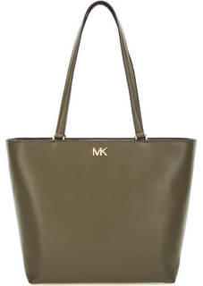 Кожаная сумка на молнии цвета хаки Michael Michael Kors