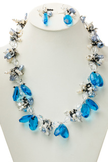 Комплект: колье, серьги Aquamarine