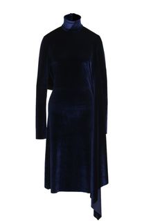 Бархатное платье с воротником-стойкой и открытой спиной Vetements