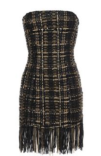 Буклированное платье-бюстье с бахромой Balmain