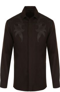 Шерстяная рубашка с кожаной отделкой Haider Ackermann